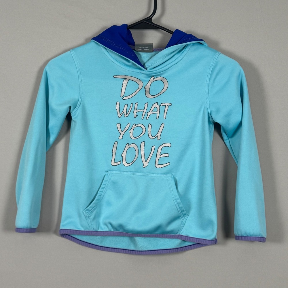 Cheetah Hoodie Kids Size 5/6 Blue Excellent Graphic Activewear Sweatshirt